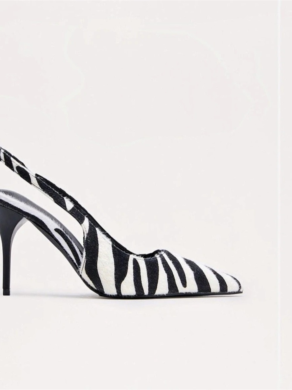Zebra Print Pointed Toe Slingback Stiletto Pumps Size 9